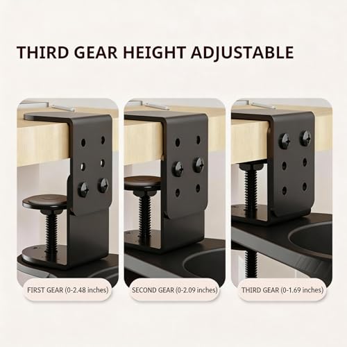 No Drill Desk Cup Holder Clamp, 360° Rotating Anti-Spill Table Cup Holder, Adjustable Clip on Cup Holder for Gaming Desk, Gamer Gift, Drink Holder for Coffee Cup, Office Accessories