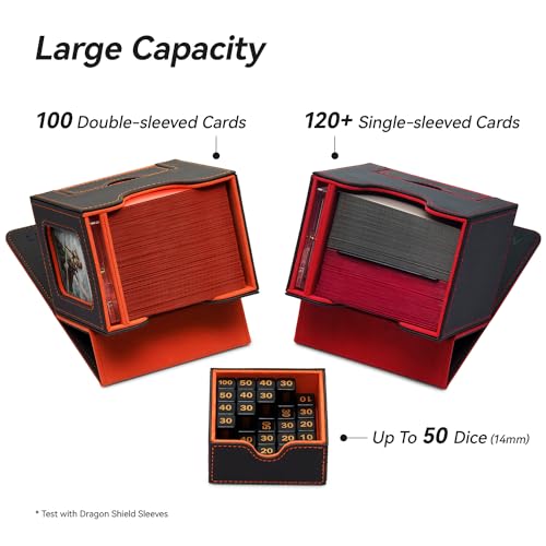 Card Deck Box for MTG Commander - Patented Design, Commander Display, As Deck Holder, Fits 100 Double-Sleeved Cards, Include 35pt Card Brick & Dice Tray (8. Home) - color: 8. Home