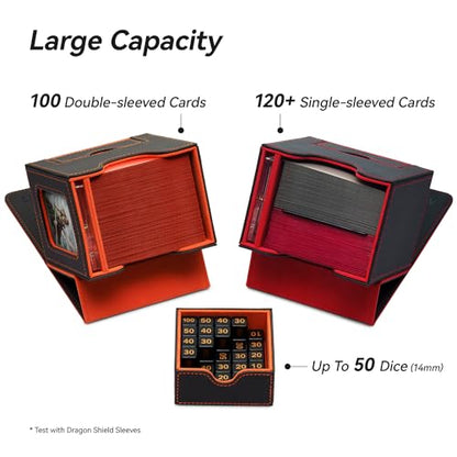 Card Deck Box for MTG Commander - Patented Design, Commander Display, Fits 100 Double-Sleeved Cards, 35pt Card Brick & Dice Tray - Grey/Orange - color: 1. Classic (Dark Grey/Orange)