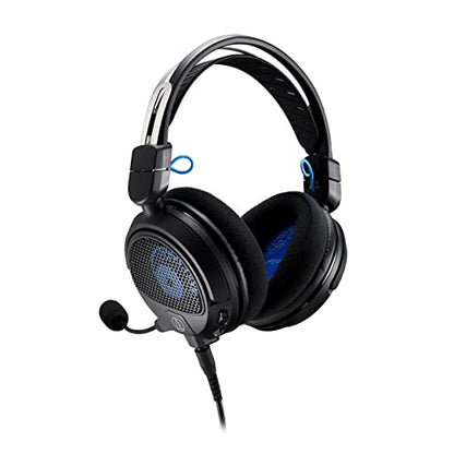 Audio-Technica ATH-GDL3BK Open-Back Wired Gaming Headset - Black/Blue with an Additional 1 Year Extended Amber Protection (2022)