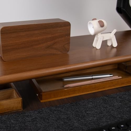 Bamboo Monitor Stand Riser, Brown Desk Shelf with Acrylic Legs | 31.5-Inch Wide, 3.3-Inch Clearance, Fits Monitor, Laptop, Printer and Speakers for Small Desks - color: Brown