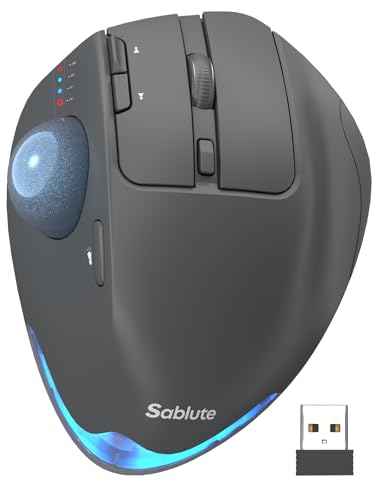 Wireless Trackball Mouse, Adjustable Angle Rechargeable, Backlit-Gray Mouse | MAM1 Pro Ergonomic Mouse Rollerball Thumb mice with 5 Level DPI, 3 Devices Connection (USB & Bluetooth ) for PC, Windows - color: Gray Mouse