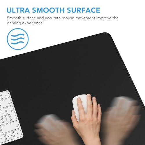 Large Mouse Pad Gaming, 31.5" x 15.7" Desk Mat with Non-Slip Rubber Base | Gaming Mousepad with Stitched Edges, Waterproof XXL Computer Long Keyboard Mouse Mat for Gamer, Office & Home, Black - color: Black, size: 31.5L x 15.7W inches