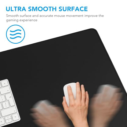 Large Mouse Pad Gaming, 31.5" x 15.7" Desk Mat with Non-Slip Rubber Base | Gaming Mousepad with Stitched Edges, Waterproof XXL Computer Long Keyboard Mouse Mat for Gamer, Office & Home, Black - color: Black, size: 31.5L x 15.7W inches