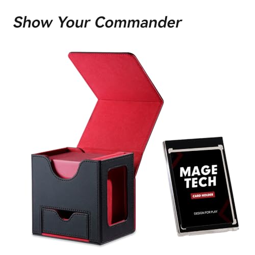 Card Deck Box for MTG Commander - Patented Design, Commander Display, Fits 100 Double-Sleeved Cards, 35pt Card Brick & Dice Tray - Black/Red - color: 2. Ambition (Black/Red)