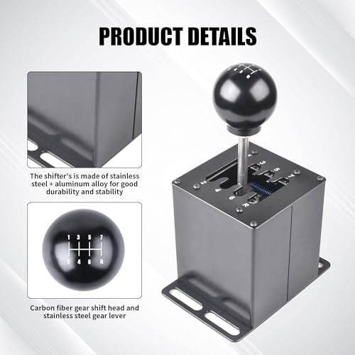 CNRAQR PC USB Racing Game Simulator Shifter Compatible with LO GITECH G29 G27 G25 G920,T300RS/GT 7+R - color: 7R