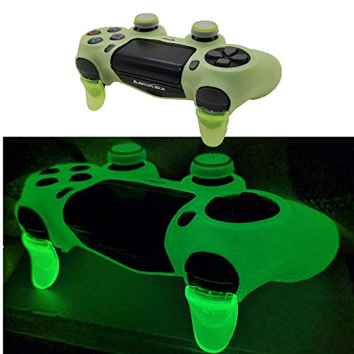 Ps4 Controller Skin Silicone Case Grip Glow in Dark Protective Cover for PS4/slim/Pro Dualshock 4 Controller(Glow Green) - color: Glow Green