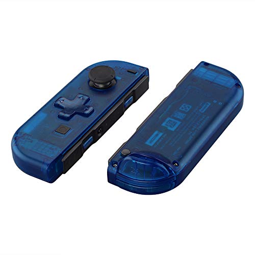 eXtremeRate Transparent Clear Blue Joycon Handheld Controller Housing (D-Pad Version) w/Full Buttons, DIY Replacement Shell Case for Nintendo Switch & Switch OLED Joy-Con – Console Shell NOT Included - color: Clear Blue