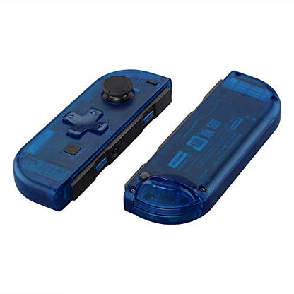 eXtremeRate Transparent Clear Blue Joycon Handheld Controller Housing (D-Pad Version) w/Full Buttons, DIY Replacement Shell Case for Nintendo Switch & Switch OLED Joy-Con – Console Shell NOT Included - color: Clear Blue