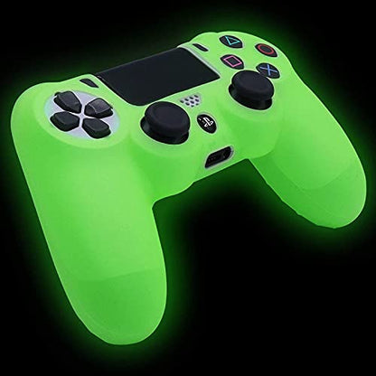 Green Anti-Slip Glow in The Dark Protective Silicone Cover Skin Grips Compatible with PS4/Slim/Pro Controller with 8 PCS Thumb Grips Caps and 2 Grips Caps Glow in The Dark. - color: Glow Green