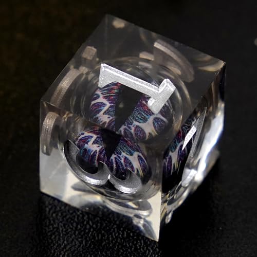 DND Dice Set Dungeons and Dragons Dice, 7 Piece Liquid Core Eye Dice Set D&D Dungeons and Dragons Sharp Edge Resin Dice with Gift Box, Polyhedral Role Playing RPG Dice D20 D12 D10 D8