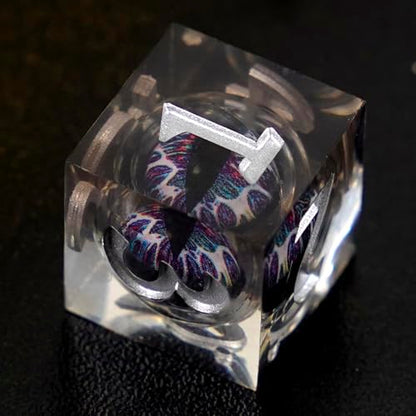 DND Dice Set Dungeons and Dragons Dice, 7 Piece Liquid Core Eye Dice Set D&D Dungeons and Dragons Sharp Edge Resin Dice with Gift Box, Polyhedral Role Playing RPG Dice D20 D12 D10 D8