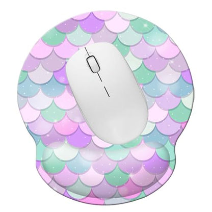 Ergonomic Memory Foam Wrist Support Mouse Pad Comfortable Padded Wrist Mousepads 9in X10in Pain Relief Desktop Mouse Mat (Candy Mermaid Foam) - color: Candy Mermaid Foam