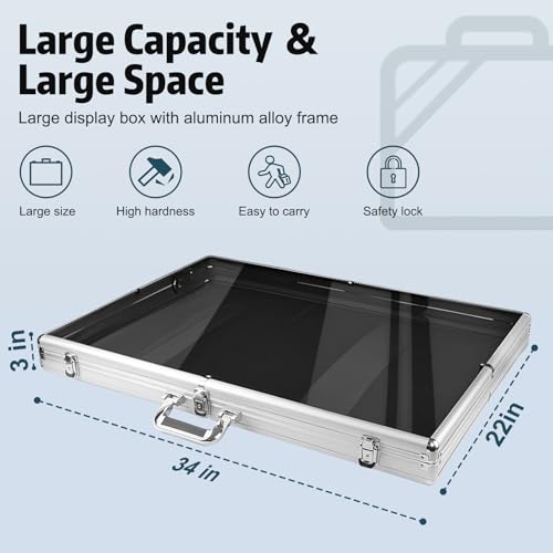 Silver Trade Show Display Case Large Aluminum Locking Tabletop Showcase | 34"x22" Aluminum Show Card Display Case