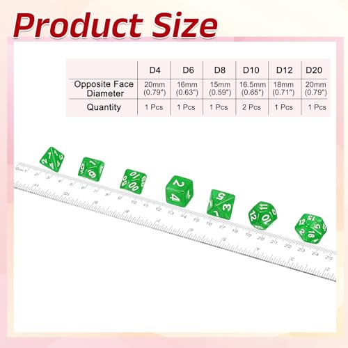 uxcell Polyhedral Dice Set, 7 Pcs Acrylic Dice for Role Playing Table Games Tabletop Gaming Accessories, Pearl Pattern Light Green - color: Pearl Pattern Light Green
