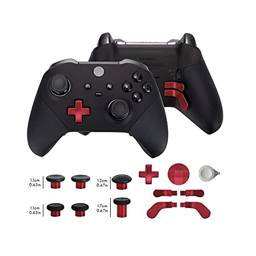13 in 1 Metal Thumbsticks for Xbox One Elite Series 2, Elite Series 2 Controller Accessory Parts, Gaming Accessory Replacement, Metal Mod 6 Swap Joystick, 4 Paddles, 2 D-Pads, 1 Tool (Plating Red) - color: Red