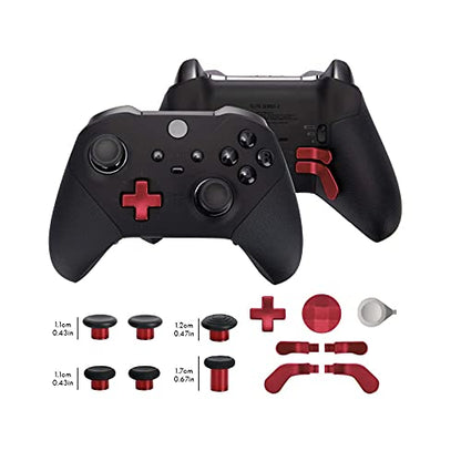 13 in 1 Metal Thumbsticks for Xbox One Elite Series 2, Elite Series 2 Controller Accessory Parts, Gaming Accessory Replacement, Metal Mod 6 Swap Joystick, 4 Paddles, 2 D-Pads, 1 Tool (Plating Red) - color: Red