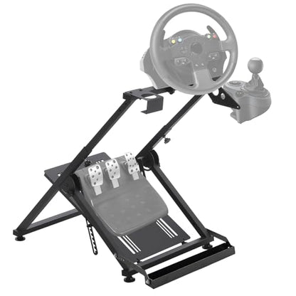 MilleLoom Racing Wheels Stand Sim Racing Wheel Stand Simulator Cockpit Stand Racing Steering Shifter Mount Fit for G25 G27 G29 G920 G923 Gaming Pedals Height Adjustable Foldable Gaming Steering Wheel