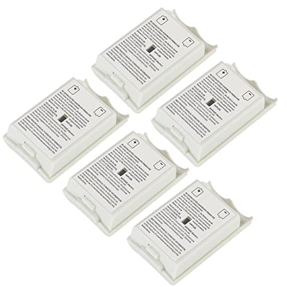 Set of 5 Battery Shell Cases Compatible with 360 Controller Replacement Cover Snap On Design White for Gamers - color: White