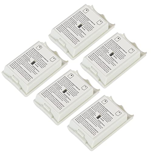 Brrnoo 5 PCS Battery Cover for Controller, Replacement Shell Case Kit with Anti Abrasion Material, Precise Appearance for Game Accessory (White) - color: White
