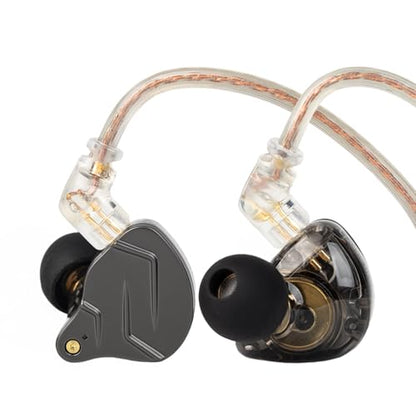 KZ ZSN Pro in Ear Monitor Headphones, 1BA 1DD Hybrid Driver Wired Gaming Earbuds, Deep Bass Sound Wired Ear Buds, HiFi IEM for Gaming Music Video Calling Singer Musician Drummer DJ (with mic, Gray) - color: Gray, style: with mic