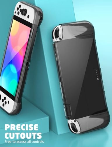 Mumba Case for Nintendo Switch OLED 2021, [Thunderbolt Series] Protective Clear Cover with TPU Grip Compatible with Nintendo New Switch OLED 7 Inch Console and Joy-Con Controller (FrostBlack) - color: FrostBlack