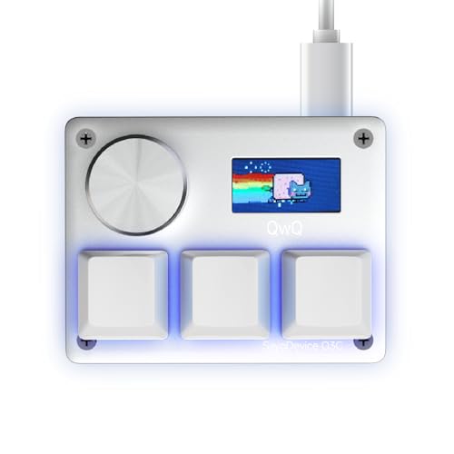 O3C Rapid Trigger Keyboard With Hall Magnetic Switch For OSU Geometry Dash | Rhythm Games,with Knob and Screen,Copy Paste,Shotcut,Macro Hotswap Mini Keypad Magnetic Linear Switches - color: Silvery, size: Gateron KS-20 White Switch