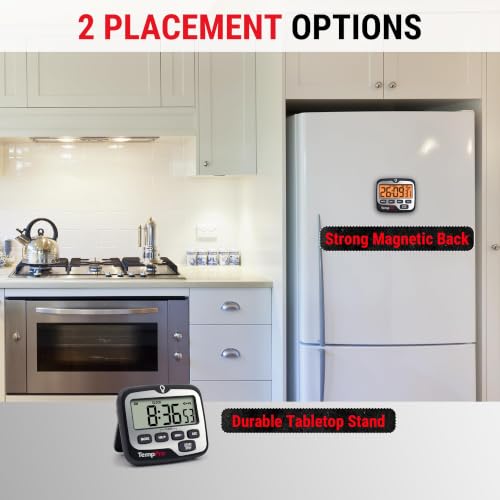 TempPro TM01(2 Pack) 2-in-1 Kitchen Timers for Cooking with Clock Mode | Magnetic Timer with Adjustable Alarm Volume, Digital Timer with Touch Backlight, Kids Timers for Classroom Teacher Supplies - size: Digital Timer 2 Pack