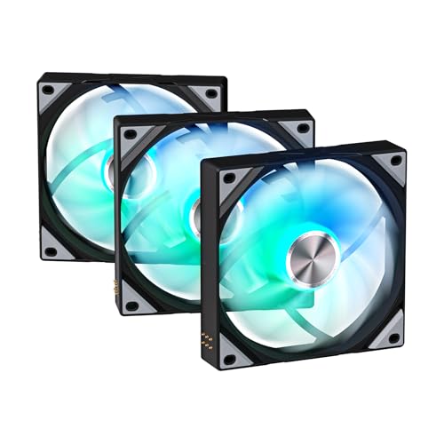 Tryx 120mm Case Fan Reverse Blade ARGB PC Computer Quiet Fan 3in1 Cooler, Upgraded Pogo-Pin Connection with Magnetic Cable，ARGB Gen2 LEDs，New Version ROTA SL，Black - color: 3in1 Black, size: Reverse Fan