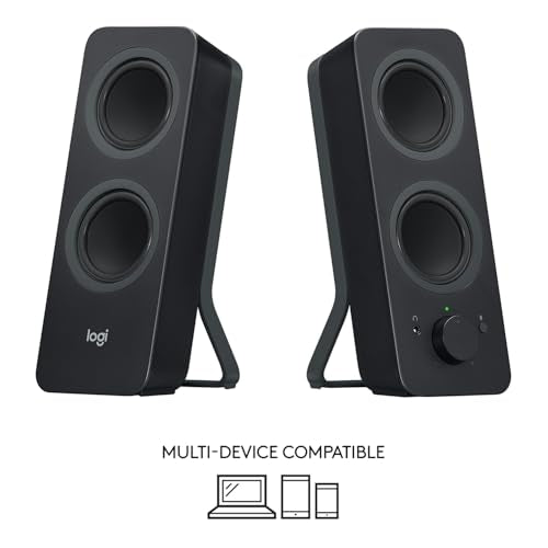 Logitech Z207 2.0 Stereo Computer Speakers with Bluetooth | 10 Watts peak power, active drivers with passive radiators, 3.5 mm input and headphone jack, ideal for PC setups - size: 9.5"x3.5"x4.9"