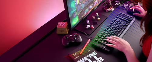 HyperX Eve 1800 – Gaming Keyboard, 1800 Form Factor,10 Zone Customizable RGB Lighting, Built-in Media Buttons, Membrane Switches, – Black - size: Compact