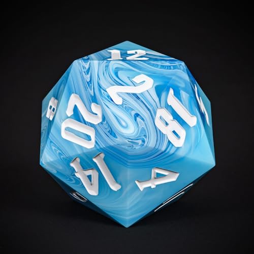 D20 Single Dice 55mm, 20 Sided DND Dice, Giant D20 D&D Polyhedral Die Large Die for RPG, Table Games (Blue/White Number) - color: Blue With White/White Number