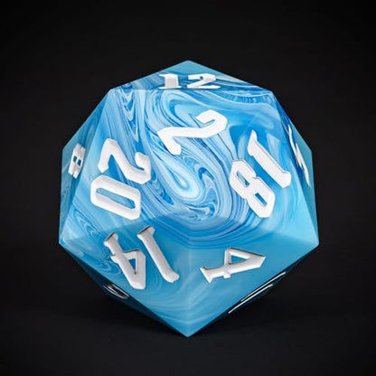 D20 Single Dice 55mm, 20 Sided DND Dice, Giant D20 D&D Polyhedral Die Large Die for RPG, Table Games (Blue/White Number) - color: Blue With White/White Number