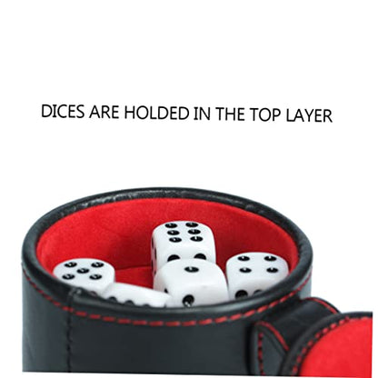 1Set Leather Dice Cup Professional Dice Container with Double Layer Lids Storage Compartment Includes Shaking Cup Dice for Family Games