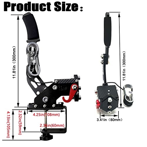 Obokidly Upgrade 2-in-1 USB Handbrake Support G29 Compatible with PS4/PS5 + PC for Simracing Game Sim Rig with Clamp (Black) - color: Black