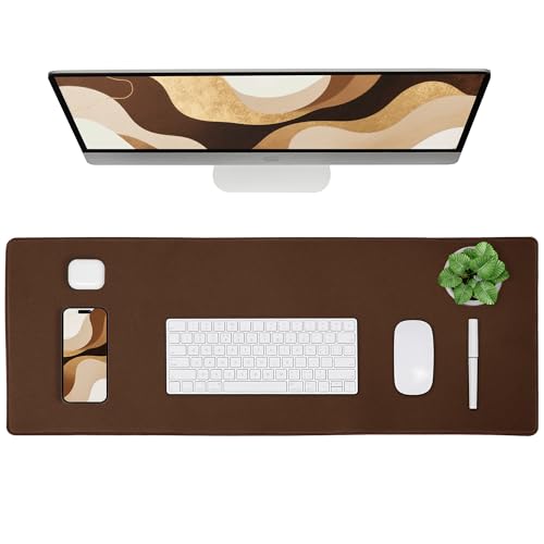 ALOANES Non-Slip Extended Mouse Pad Office&Home Desk Mat Stitched Edge | Brown Waterproof Mousepad for Keyboard, Computer Game 35.43"x15.74"x0.12" - color: Brown, size: 35.4L x 15.7W inches