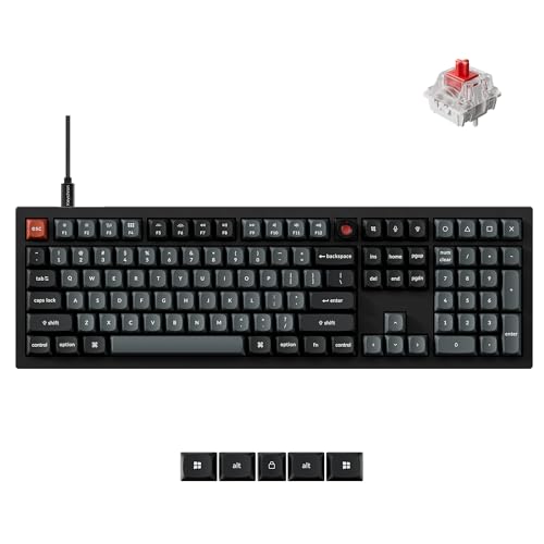 Keychron V6 8K Full Size Wired Mechanical Keyboard with Programmable Knob, 8000 Hz Polling Rate, OSA PBT Keycaps, Hot-swappable Super Red Switchs, RGB Backlit for Mac Windows Linux - color: Red Switch