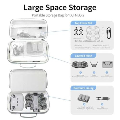 NEO 2 Case, Waterproof hard Carrying Case for DJI Neo 2 Accessories, Travel Storage Bag for DJI Neo 2 Fly More Combo, Compatible with RC-N3/RC-N Remote Controller
