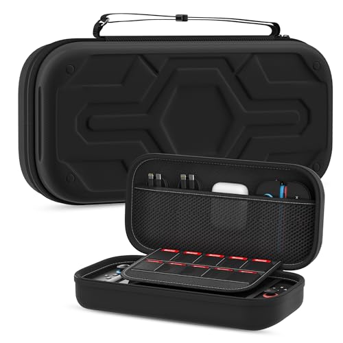 GLDRAM Black Carrying Case for Nintendo Switch 2 (2025), Portable Hardshell Travel Bag with Concave & Convex Design, Game Card Holder & Large Storage Pouch for Switch 2 Console & Accessories Bundle - color: Black 2