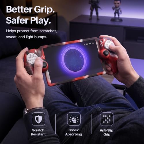 TNP Camouflage Red Silicone Case Cover Compatible with PlayStation Portal | Protective soft-grip shell for steadier handheld play; 1 flexible cover only, console and thumb grips not included - color: Camouflage Red