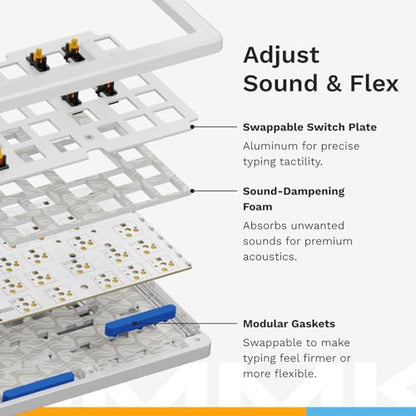 Glorious Gaming - GMMK 3 Custom Mechanical Gaming Keyboard with Knob, 100% Keyboard Full Size, Modular Gasket System, Doubleshot PBT Keycaps, Aluminum Switch Plate, Hotswappable Switches, ANSI (White)