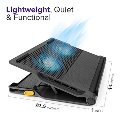 Targus Laptop Cooling Pad for Laptops up to 17-inches, Dual High-Speed Fans Chill Mat + 4-Port USB Hub Laptop Fan Cooling Pad for Work, USB Stand Cooling Pad for Gaming Laptop Cooling Fan (AWE81US) - size: Model AWE81US - Cooling Pad