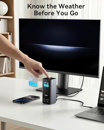 MOKiN USB C Docking Station 3 Monitors Display with Weather Function | 3 HDMI & 2 DP, Max to Extend Triple Monitor, Weather Forecast/Working Status Display/Turn off Screen Button Function
