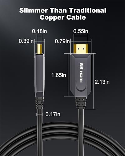8K HDMI Cable 33ft/10M, in-Wall CL3 Rated Fiber Optic HDMI Cable 2.1 Support [8K@60Hz] Dynamic HDR/eARC/HDCP 2.2&2.3/3D, Certified Ultra High Speed Long HDMI Crod for HDTV, Laptop, PC… - size: 33FT(CL3 Rated)