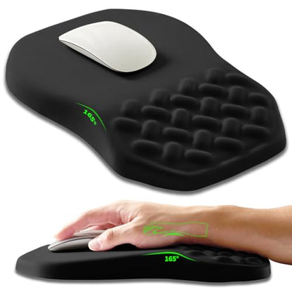 Ergonomic Slope Mouse Pad Wrist Support, Wrist Rest Mousepad for Carpal Tunnel Pain Relief with Massage Bulge and Slow Rebound Memory Foam (12x8 inch, Black) - color: Am001-black