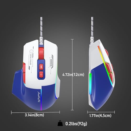 Wired Gaming Mouse, Gaming Mouse with RGB Backlit, 7200DPI Adjustable, PC Gaming Mice with 7 rogrammable Macro Buttonsg, Ergonomic Mouse Gamer for PC, Desktop, Mac，Laptop, Chromebook. (Blue)