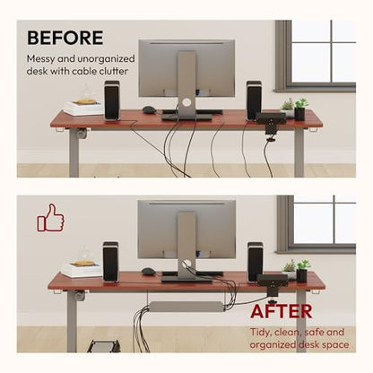 SANODESK Electric Standing Desk with Desk Clamp Power Strip 48"x 24" Whole-Piece Desktop Height Adjustable Stand Up Desk with Cable Management Sit Stand Home Office Desk Silver Frame/Mahogany Top - color: Silver Frame+mahogany Top, size: 48"x24"