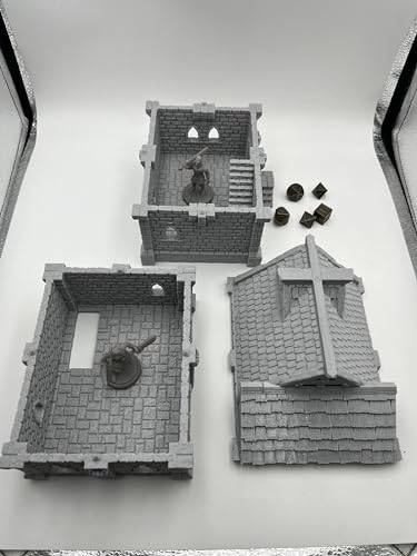 Tabletop Miniature Medieval Castle Building Terrains Compatible with D&D - 28mm Scale Scenery with Medieval Architecture Style, Collectible Dioramas, Paintable, by HAUTICO Gift for Hobby Enthusiasts