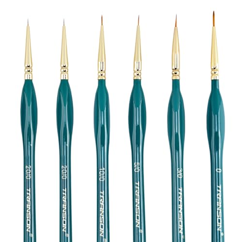 Transon 6Pcs Extra Fine Detail Brushes for Model Miniature Painting and Also Acrylic Watercolor Painting - size: 6 pcs
