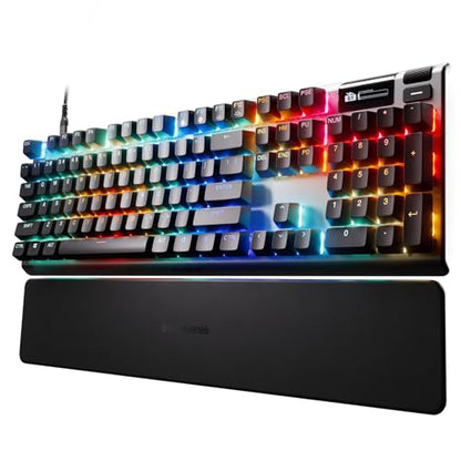 SteelSeries Apex Pro Gen 3 OmniPoint 3.0 HyperMagnetic Switches — Adjustable Actuation — Rapid Trigger — Game-Ready Presets — Protection Mode — Rapid Tap/SOCD — OLED — RGB — PBT Keycaps — USB-C - color: Black, size: Pro Full Size, style: Gen 3 Wired